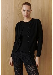 Strickjacke rosemunde "Laica cardigan mit Wolle und Kaschmir", Herren, Gr. XL, schwarz, Strick, Obermaterial: 70% Wolle, 30% Kaschmir, unifarben, regular fit h&uuml;ftlang, Rundhals, Raglan&auml;rmel Rippstrickb&uuml;ndchen, Strickjacken Strickjacke, mit Rundhalsausschnitt, Woll-Kaschmir-Mix