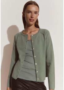 Strickjacke rosemunde "Laica cardigan mit Wolle und Kaschmir", Herren, Gr. XS, gr&uuml;n (chinois gr&uuml;n), Strick, Obermaterial: 70% Wolle, 30% Kaschmir, unifarben, regular fit h&uuml;ftlang, Rundhals, Raglan&auml;rmel Rippstrickb&uuml;ndchen, Strickjacken Strickjacke, mit Rundhalsausschnitt, Woll-Kaschmir-Mix