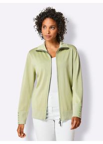 Strickjacke CREATION L PREMIUM, Damen, Gr. 46, gr&uuml;n (pistazie), 97% Baumwolle, 2% Polyamid, 1% Polyester, unifarben, Strickjacken Strickjacke