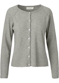 Strickjacke rosemunde "Laica cardigan mit Wolle und Kaschmir", Herren, Gr. M, grau (light grau melange), Strick, Obermaterial: 70% Wolle, 30% Kaschmir, meliert, regular fit h&uuml;ftlang, Rundhals, Raglan&auml;rmel Rippstrickb&uuml;ndchen, Strickjacken Strickjacke, mit Rundhalsausschnitt, Woll-Kaschmir-Mix