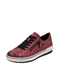 Plateausneaker Remonte, Damen, Gr. 37, rot (dunkelrot), Leder, used, Schuhe Plateausneaker, Freizeitschuh, Halbschuh, Schn&uuml;rschuh mit Au&szlig;enrei&szlig;verschluss