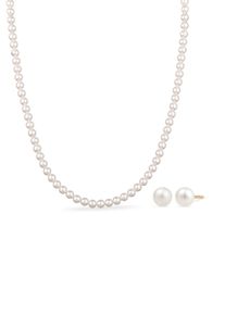 Ohrring und Ketten Set Elli "Schmuckset mit Perlen von Swarovski Wei&szlig; 925 Sterling Silber" Gr. 42, gold, Schmuck_Sets, Herren, 42, Ohrring und Ketten Set