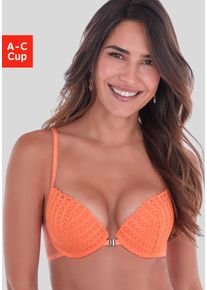 Push-up-BH s.Oliver "Lilou", Damen, Gr. 75, Cup B, melone, Spitze, Obermaterial: 60% Polyamid, 35% Polyester, 5% Elasthan, BHs Push-up-BH, mit praktischem Vorderverschluss, sexy Dessous