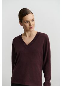 Wollpullover rosemunde "Laica v-neck mit Wolle und Kaschmir", Damen, Gr. L, rot (weinrot), Feinstrick, Obermaterial: 70% Wolle, 30% Kaschmir, unifarben, Basic h&uuml;ftlang, V-Ausschnitt, Strickb&uuml;ndchen, Pullover Wollpullover, mit V-Ausschnitt und langen &Auml;rmeln, Woll-Kaschmir-Mix