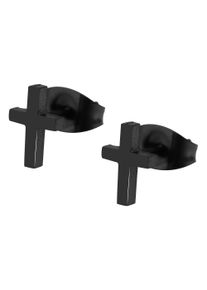 Adelia&acute;s Paar Ohrstecker ADELIA&acute;S "Unisex Ohrringe &iquest; Ohrstecker Kreuz aus Edelstahl", schwarz, Ohrringe, Damen, Edelstahl, Paar Ohrstecker