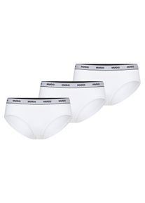 Slip HUGO UNDERWEAR "TRIPLET BRIEF STRIPE", Herren, Gr. XS, wei&szlig; (wei&szlig; 100), Jersey, Obermaterial: 95% Baumwolle, 5% Elasthan, Unterhosen Slip, elastischer Bund mit Logo