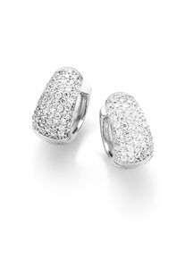 Paar Creolen "Creolen mit wei&szlig;en Zirkonia, Silber 925", silber, Giorgio Martello MILANO, Ohrringe, Damen, Silber 925 (Sterlingsilber), Paar Creolen