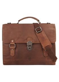 Aktentasche Bodenschatz, Gr. B/H/T: 36cm x 32cm x 9cm onesize, cognac, Leder, Strukturmuster, Taschen Aktentasche, echt Leder
