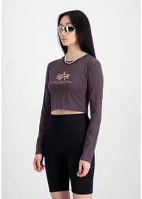 Sweater Alpha Industries "Basic Cropped Longsleeve W", Damen, Gr. XS, lila (plum), Obermaterial: 95% Baumwolle, 5% Elastan, slim fit, Sweatshirts Sweater