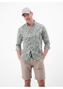 Langarmhemd Lerros, Damen, Gr. XL, N-Gr, storm grau, Web, Obermaterial: 55% Leinen, 45% Baumwolle, bedruckt, regular fit normal, ohne Ausschnitt, Manschette, Hemden Langarmhemd, mit All-Over Print