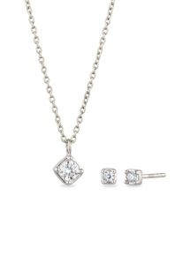 Ohrring und Ketten Set Elli "Schmuckset mit Kristallen von Swarovski Wei&szlig; 925 Sterling Silber" Gr. 42, silber, Schmuck_Sets, Herren, 42, Ohrring und Ketten Set