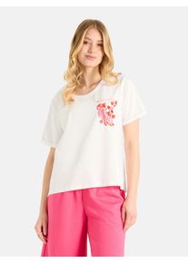 LIEBLINGSST&Uuml;CK T-Shirt LIEBLINGSST&Uuml;CK "TuliaL", Damen, Gr. XS, sanftes wei&szlig;, Single Jersey, Obermaterial: 95% Baumwolle, 5% Elasthan, bestickt, regular fit normal, Rundhals, Umschlagsaum, Shirts T-Shirt, mit verzierter Brusttasche, Rundhals, bestickt