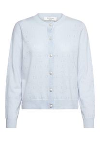 Strickjacke rosemunde "Laica Pointelle cardigan mit Wolle und Kaschmir", Herren, Gr. S, hellblau, Strick, Obermaterial: 70% Wolle, 30% Kaschmir, unifarben, bequem h&uuml;ftlang, V-Ausschnitt, Rippb&uuml;ndchen, Strickjacken Strickjacke, mit Rundhalsausschnitt, wundersch&ouml;nes Ajour-Strickmuster