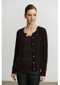 Strickjacke rosemunde "Laica cardigan mit Wolle und Kaschmir", Herren, Gr. XL, dunkelbraun, Strick, Obermaterial: 70% Wolle, 30% Kaschmir, unifarben, regular fit h&uuml;ftlang, Rundhals, Raglan&auml;rmel Rippstrickb&uuml;ndchen, Strickjacken Strickjacke, mit Rundhalsausschnitt, Woll-Kaschmir-Mix