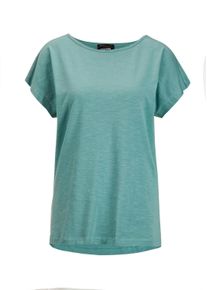 Kurzarmshirt GOLDNER "Kurzgr&ouml;&szlig;e Shirt", Damen, Gr. 20, gr&uuml;n (graugr&uuml;n), Obermaterial: 95% Baumwolle CO. 5% Elasthan EL., Basic, gerade, U-Boot-Ausschnitt, Gerade, Shirts Kurzarmshirt, verl&auml;&ouml;ngertes R&uuml;ckenteil