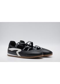 Sneaker Ballerinas Replay, Herren, Gr. 37, schwarz, Leder, kontrastfarbene Details, Schuhe Sneaker Ballerinas, Slipper, Schlupfschuh mit elastischen Gummiz&uuml;gen