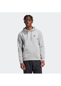 Kapuzensweatshirt adidas originals "TREFOIL ESSENTIALS HOODIE", Herren, Gr. L, grau (medium grau heather), Obermaterial: 70% Baumwolle, 30% Polyester, normal, Rundhals, angesetztes B&uuml;ndchen, Sweatshirts Kapuzensweatshirt, Basic Hoodie, Kapuzenpullover mit Logo