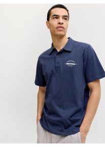 Jack & Jones Poloshirt JACK & JONES "JJBRANDON POLO SS", Herren, Gr. L, navy blazer, Jersey, Obermaterial: 100% Baumwolle, bedruckt, regular fit, Shirts Poloshirt