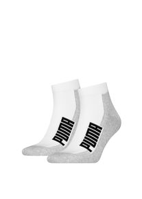 Kurzsocken Puma "Puma UNISEX BWT CUSHIONED QUARTER 2P", Damen, Gr. 43-46, wei&szlig;, grau, schwarz, Baumwollmischung, normal, Socken Kurzsocken, Zweifarbig, Rippenb&uuml;ndchen
