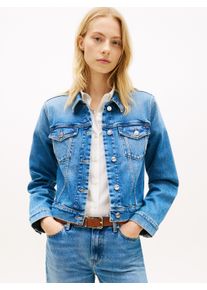 Jeansjacke Tommy Hilfiger "DNM FINN SLIM JACKET LS", Damen, Gr. XS (34), finn, Denim/Jeans, Obermaterial: 99% Baumwolle, 1% Elasthan, unifarben, slim fit kurz, Jacken Jeansjacke