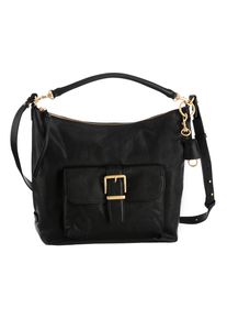 Hobo "Caren", Damen, Gr. B/H/T: 32cm x 38cm x 13cm, schwarz, Leder, MARC O'POLO ACCESSORIES, unifarben, Taschen Hobo, Henkeltasche, Beuteltasche mit abnehmbarem Lederanh&auml;nger