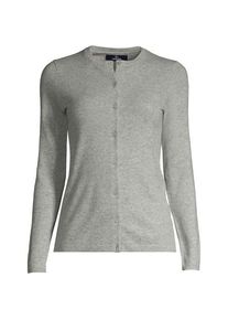 LANDS' END Kaschmir-Cardigan mit rundem Ausschnitt, Damen,  Grau, Kaschmir, by Lands' End