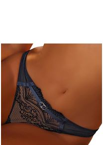 String Lascana "Eleonora", Damen, Gr. 40/42, blau (nachtblau), Microfaser, Obermaterial: 90% Polyamid, 10% Elasthan, k&ouml;rpernah, Unterhosen String, mit verf&uuml;hrerischen Cut-Outs