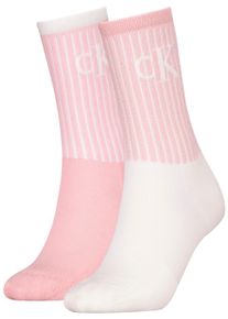 Socken Calvin Klein Jeans "CKJ WOMEN SOCK 2P GLOSSY RIB", Damen, Gr. 39-42, pink (pink, wei&szlig;), Materialmix, unifarben mit Farbeinsatz, elastisch, Socken Socken, mit Logostickerei
