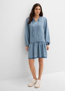 bonprix Lockeres Midikleid mit Leinen, blau, Gr.40, Lockeres Midikleid in Denimoptik, 56% Lyocell (verifiziert)
