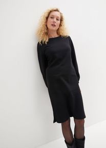 bonprix Sweatkleid mit Ballon&auml;rmeln und Schlitz, schwarz, Gr.36/38 (S), Modernes Kleid mit vorteilhaftem Schlitz bietet mehr Komfort durch Stretch, 60% Baumwolle