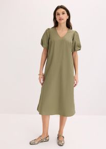 bonprix Midi-Web-Kleid aus Bio-Baumwolle, gr&uuml;n, Gr.44, Knieumspielendes Midi-Web-Kleid f&auml;llt durch die reine Baumwolle angenehm auf den K&ouml;rper, aus 100% Baumwolle