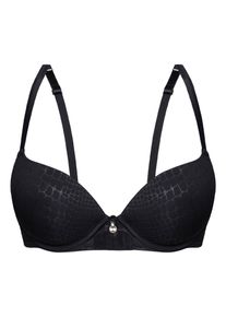 Sassa Mode Push-up-BH SASSA "Push Up-BH PURE ANIMAL", Damen, Gr. 90, Cup C, schwarz, Stoff, Obermaterial: 85% Polyester PES. 15% Elasthan EL., BHs Push-up-BH