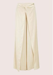 Madeleine Mode Stoffhose MADELEINE "Palazzo-Hose Sommerliche Stoffhose mit &Uuml;berwurf", Herren, Gr. 34, N-Gr, wei&szlig; (perlwei&szlig;), Obermaterial: 100% Acetat CA., Modern, normal, Hosen Stoffhose, Weite Hose mit &Uuml;berwurf