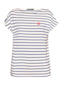 Rundhalsshirt Betty Barclay "Casual-Shirt mit U-Boot-Ausschnitt", Damen, Gr. 44, blau (wei&szlig;, blau), Obermaterial: 95% Viskose CV. 5% Elasthan EL., Shirts Rundhalsshirt