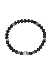 Armband "Armband schwarzer Achat, Tigerauge oder synth. T&uuml;rkis, Silber 925", schwarz, Giorgio Martello MILANO, Armb&auml;nder, Herren, Silber 925 (Sterlingsilber), Armband