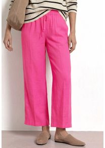 Leinenhose Street One "Style Emee", Damen, Gr. 46, L&auml;nge 26, magenta dream, Web, Obermaterial: 100% Leinen, unifarben, loose fit lang, Hosen Leinenhose, miSommerhose mit elastischem Bund und Kordelzug