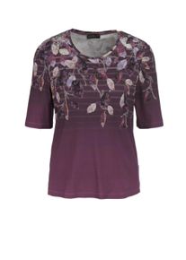 Print-Shirt GOLDNER "Druckshirt in kraftvollen Farben", Damen, Gr. 42, lila (beere, gemustert), Obermaterial: 95% Viskose CV. 5% Elasthan EL., Tubular, Shirts Print-Shirt, Exklusives Muster, in unserem Atelier entworfen