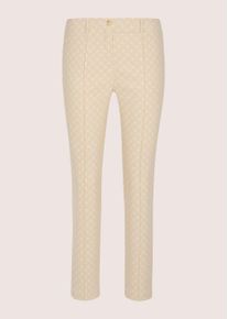 Madeleine Mode Stoffhose MADELEINE "Jerseyhose Jacquardhose mit grafischem Muster", Herren, Gr. 17, N + K Gr, wei&szlig; (berber, wollwei&szlig;), Obermaterial: 66% Baumwolle CO. 30% Polyamid PA. 4% Elasthan EL., Modern, schmal, Hosen Stoffhose, Jacquardhose mit elastischem Bund