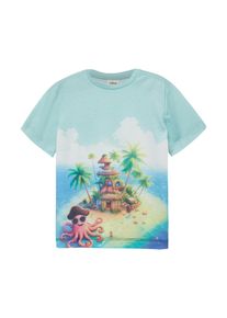 Kurzarmshirt s.Oliver JUNIOR, M&auml;dchen, Gr. 104/110, light blau, Jersey, Obermaterial: 80% Polyester, 20% Baumwolle, bedruckt, normal h&uuml;ftbedeckend, Rundhals, abgesteppte Kante, Shirts Kurzarmshirt, Sommershirt f&uuml;r Boys mit Motiv