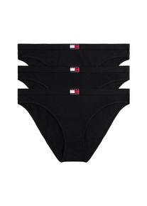 Slip "3 PACK BIKINI (EXT.SIZES)", Damen, Gr. XL (42/44), 3 Stk., schwarz (schwarz, schwarz, schwarz), Jersey, Obermaterial: 95% Baumwolle, 5% Elasthan, Tommy Hilfiger Underwear, unifarben, k&ouml;rpernah, Unterhosen Slip, Logo am Bund, aus Baumwoll-Stretch