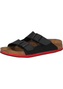 Sandale Birkenstock "Arizona SL", Damen, Gr. 38, schwarz (schwarz, rot), Obermaterial: 50% Rindsleder Leather cow. 50% Lammleder LEL., Schuhe Sandale
