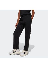 Sporthose adidas Sportswear "ESSENTIALS CARGO", Damen, Gr. 140, N-Gr, schwarz-wei&szlig; (schwarz, wei&szlig;,), Obermaterial: 70% Baumwolle, 30% Polyester, Hosen Sporthose, f&uuml;r Kinder, f&uuml;r Laufen geeignet, mit mehreren Taschen, mit Gummizug