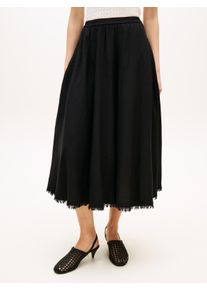 A-Linien-Rock Tommy Hilfiger "VIS/LINEN VOLUME MIDI SKIRT", Damen, Gr. M (40), schwarz, Web, Obermaterial: 53% Leinen, 47% Viskose, unifarben, A-Linie ca. Mitte Wade, R&ouml;cke A-Linien-Rock, Leinen-Mix mit feinen Falten, Relaxed Fit