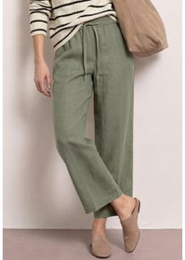 Leinenhose Street One "Style Emee", Damen, Gr. 44, L&auml;nge 26, bound gr&uuml;n, Web, Obermaterial: 100% Leinen, unifarben, loose fit lang, Hosen Leinenhose, miSommerhose mit elastischem Bund und Kordelzug