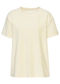 T-Shirt Buffalo, Damen, Gr. 40/42, hellgelb, Cord, Obermaterial: 62% Baumwolle, 36% Polyester, 2% Elasthan, unifarben, loose fit, Rundhals, weit, Shirts T-Shirt, mit weicher Cord-Struktur