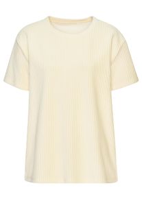 T-Shirt Buffalo, Damen, Gr. 48/50, hellgelb, Cord, Obermaterial: 62% Baumwolle, 36% Polyester, 2% Elasthan, unifarben, loose fit, Rundhals, weit, Shirts T-Shirt, mit weicher Cord-Struktur