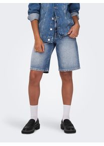 Jeansbermudas Only "ONLMATE REG BAGGY LONG SHORTS DNM NOOS", Damen, Gr. L, N-Gr, medium blau denim, Denim/Jeans, Obermaterial: 100% Baumwolle, unifarben, kurz, Jeans Jeansbermudas, Baumwolle, Regular Waist