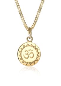 Kette mit Anh&auml;nger Elli "Halskette Om Mantra Yoga Anh&auml;nger 925 Silber vergoldet" Gr. 40, gold, Halsketten, Damen, ohne Stein, Silber 925 (Sterlingsilber), Kette mit Anh&auml;nger