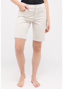 Bermudas Angels "BERMUDA TURN UP", Damen, Gr. 42, N-Gr, lunar rock, Web, Obermaterial: 97% Baumwolle, 3% Elasthan, unifarben, straight fit ca. Mitte Oberschenkel, Hosen Bermudas, mit Umschlagsaum, Stretch, Straight-Fit