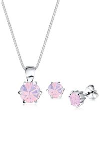 Ohrring und Ketten Set Elli "Schmuckset 925 Sterling Silber, mit Kristallen von Swarovski" Gr. 45, rosa, Schmuck_Sets, Herren, 45, Ohrring und Ketten Set